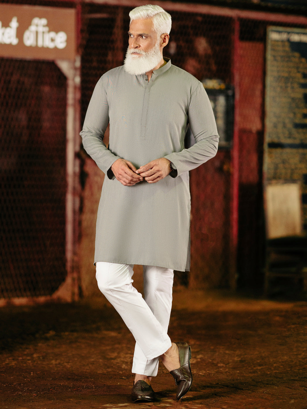 Blended Grey Kurta - Almirah