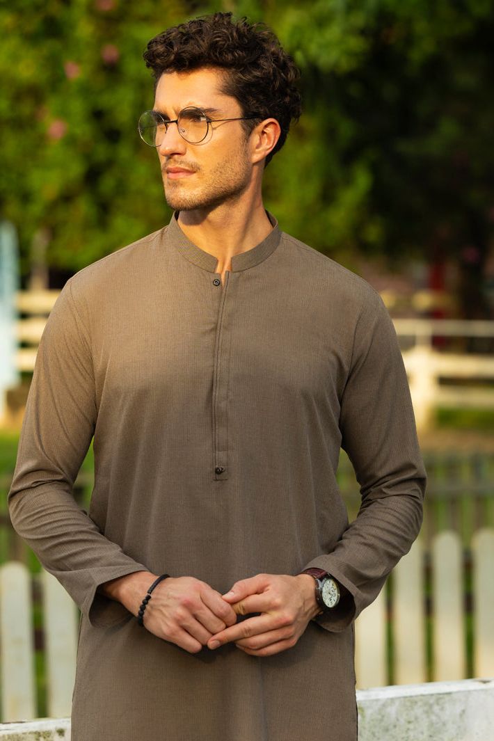 Blended Brown Kurta - Almirah
