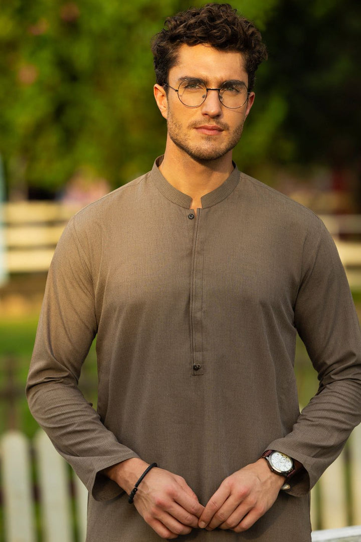 Blended Brown Kurta - Almirah