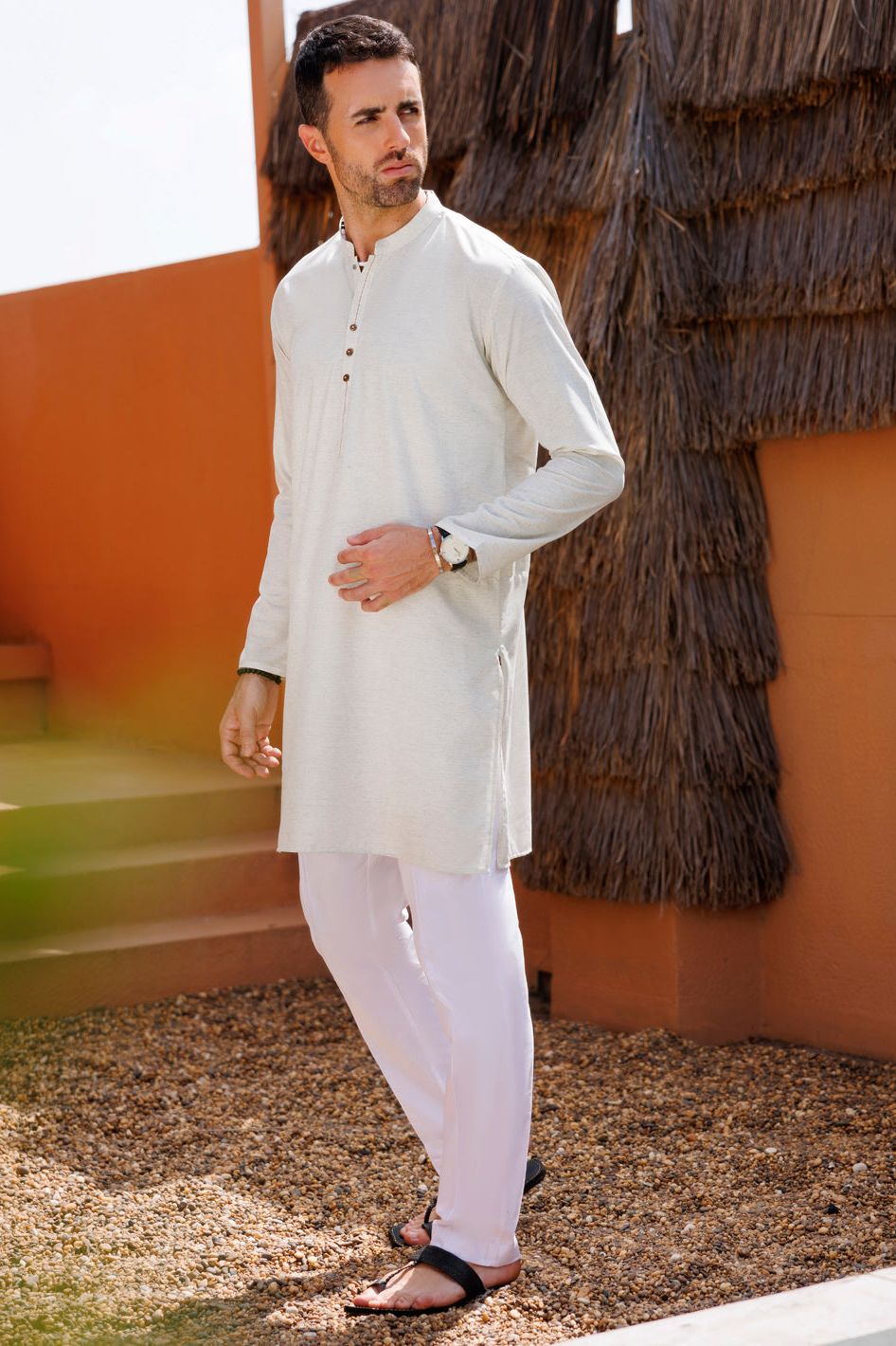 Blended Cream Kurta - Almirah