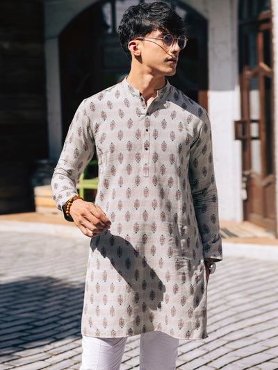 Cotton Light Grey Kurta - Almirah