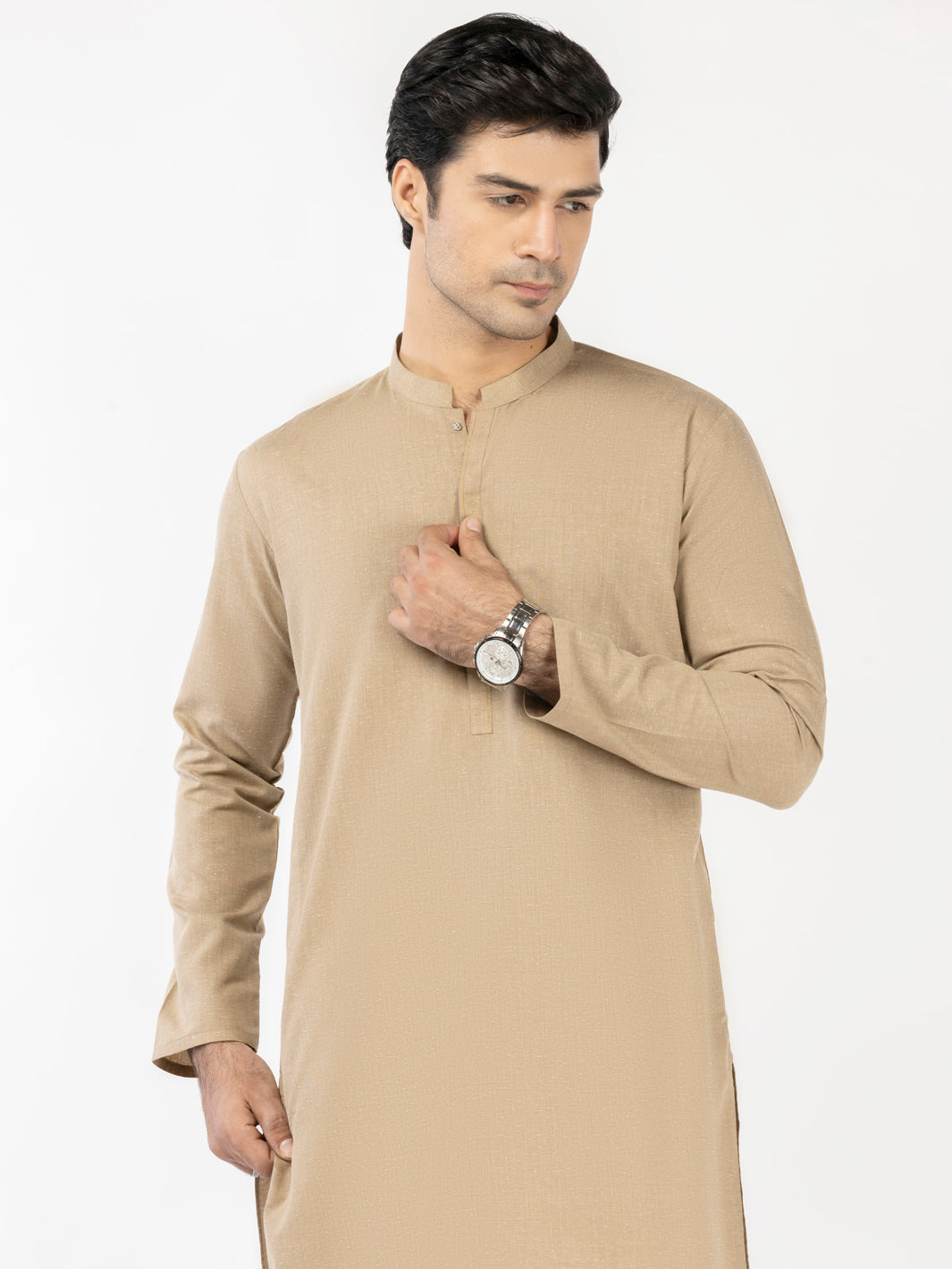 Blended Fawn Kurta - J. Junaid Jamshed