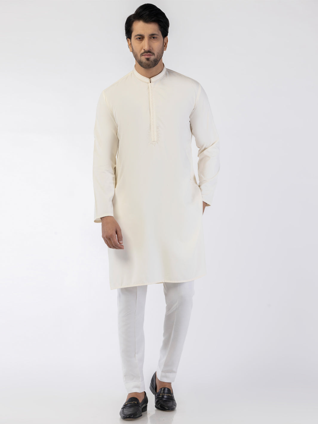 Blended Off White Kurta - Almirah