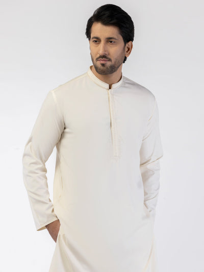 Blended Off White Kurta - Almirah