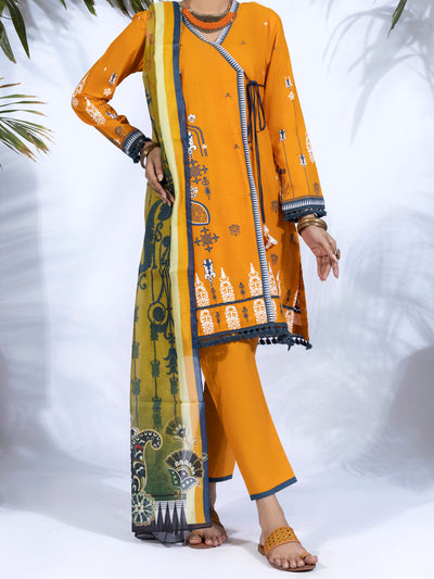 Lawn Orange Stitched Suit - Almirah