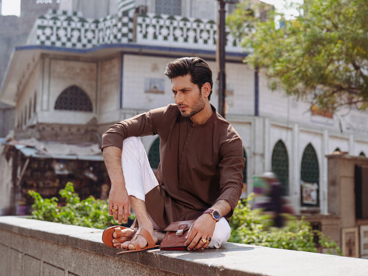 Blended Brown Kurta - Almirah
