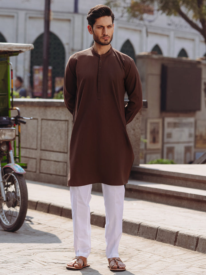 Blended Brown Kurta - Almirah
