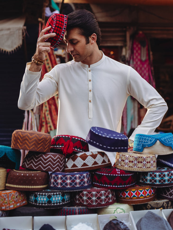 Blended Off White Kurta - Almirah