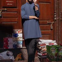 Blended Navy Blue Kurta - Almirah