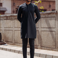 Cotton Black Kurta - Almirah