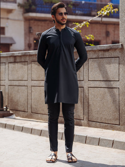 Cotton Black Kurta - Almirah