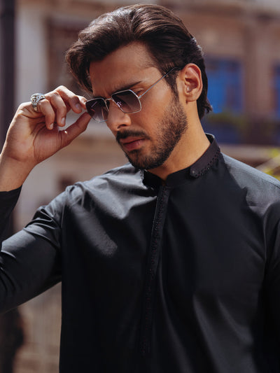 Cotton Black Kurta - Almirah