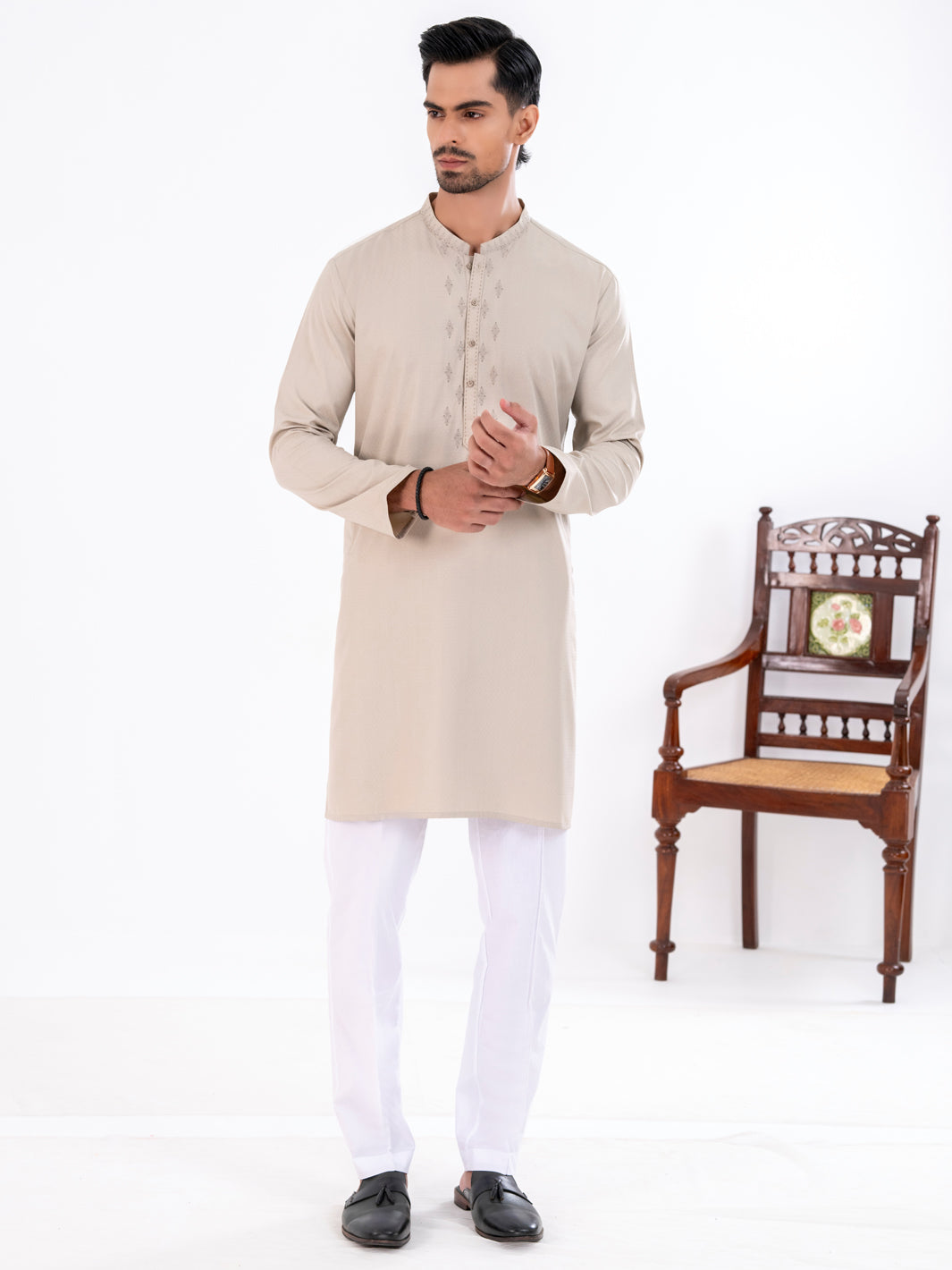 Blended Ivory Kurta - Almirah