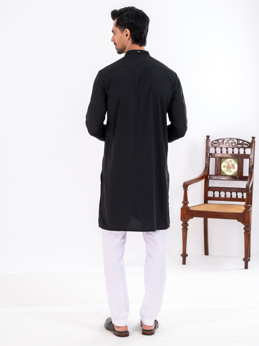Blended Black Kurta - Almirah