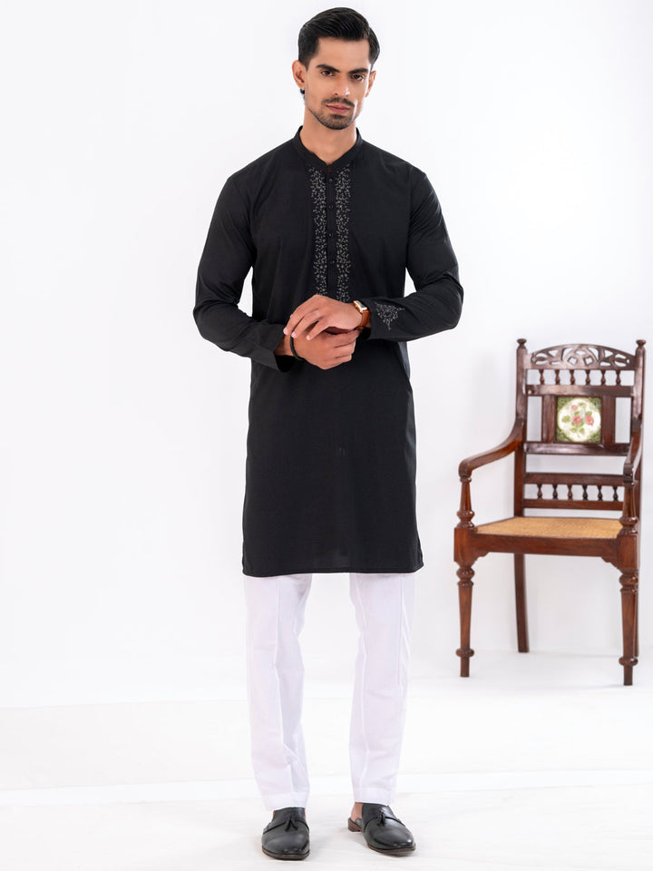 Blended Black Kurta - Almirah