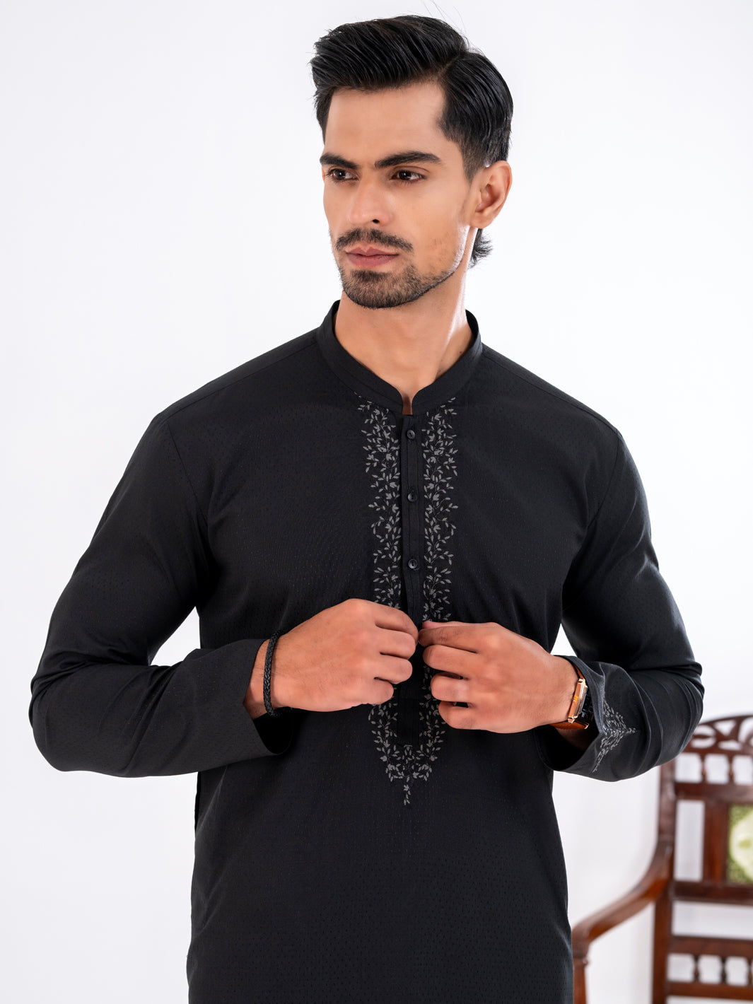 Blended Black Kurta - Almirah