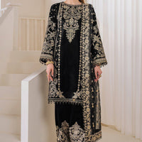 Embroidered Velvet Black Stitched Suit - Baroque