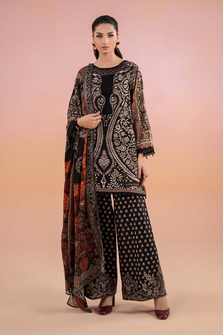 Printed Lawn Black Stitched Suit - Maria B M Prints