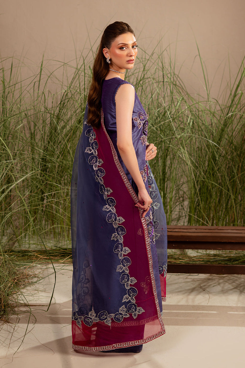 Indian Raw Silk and Organza Light Purple Stitched Suit - Vanya