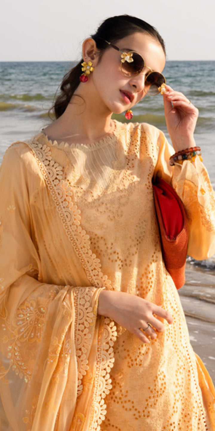 Chikankari Lawn Beige Stitched Suit - Nureh