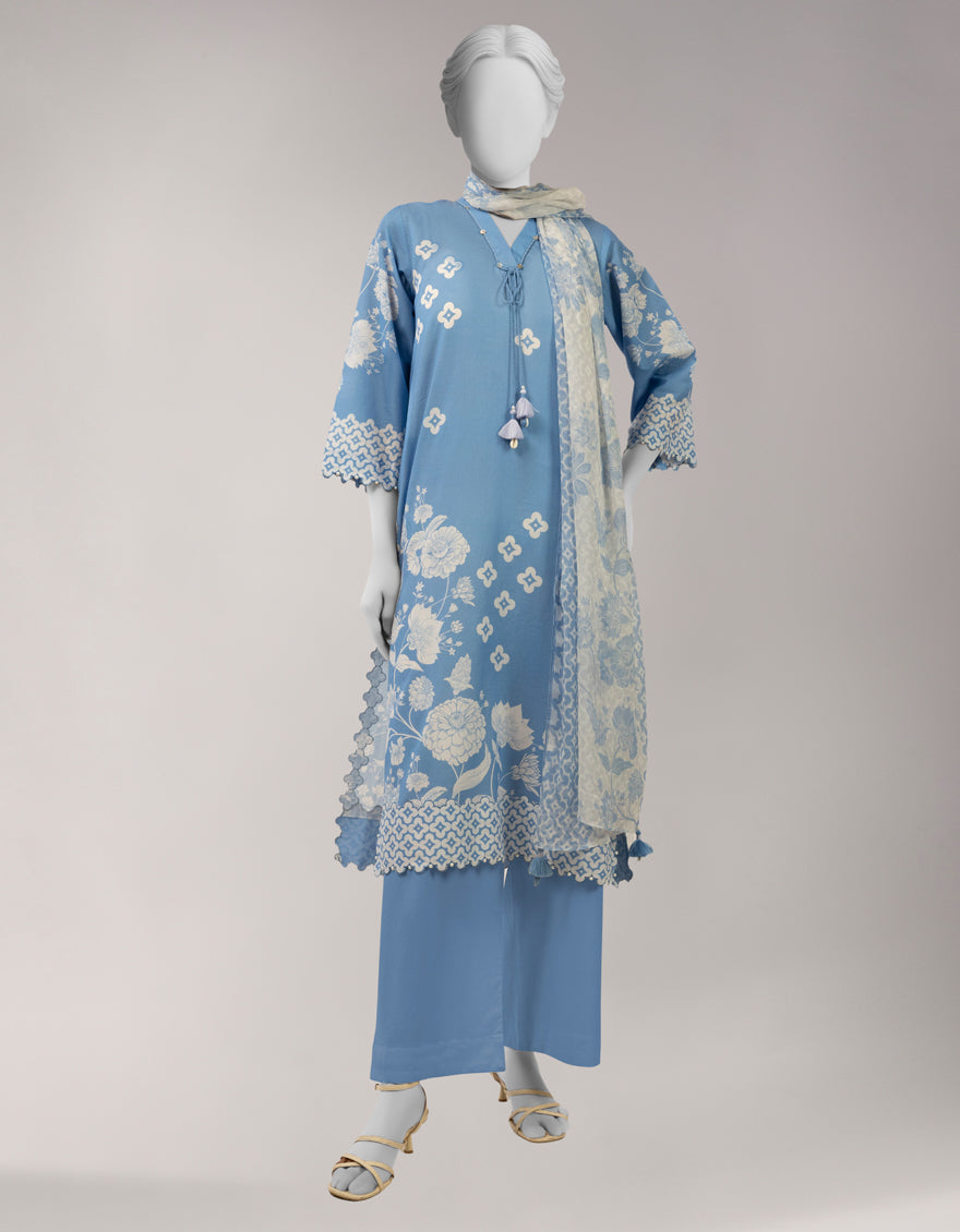 Lawn Multicolor Unstitched Suit - J. Junaid Jamshed