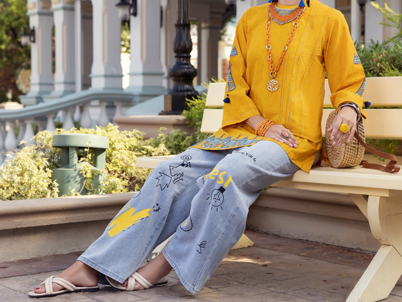 Jacquard Mustard Kurti - Almirah