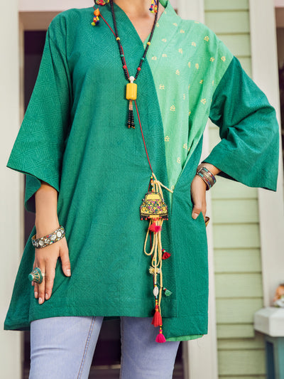 Cotton Dobby Green Kurti - Almirah