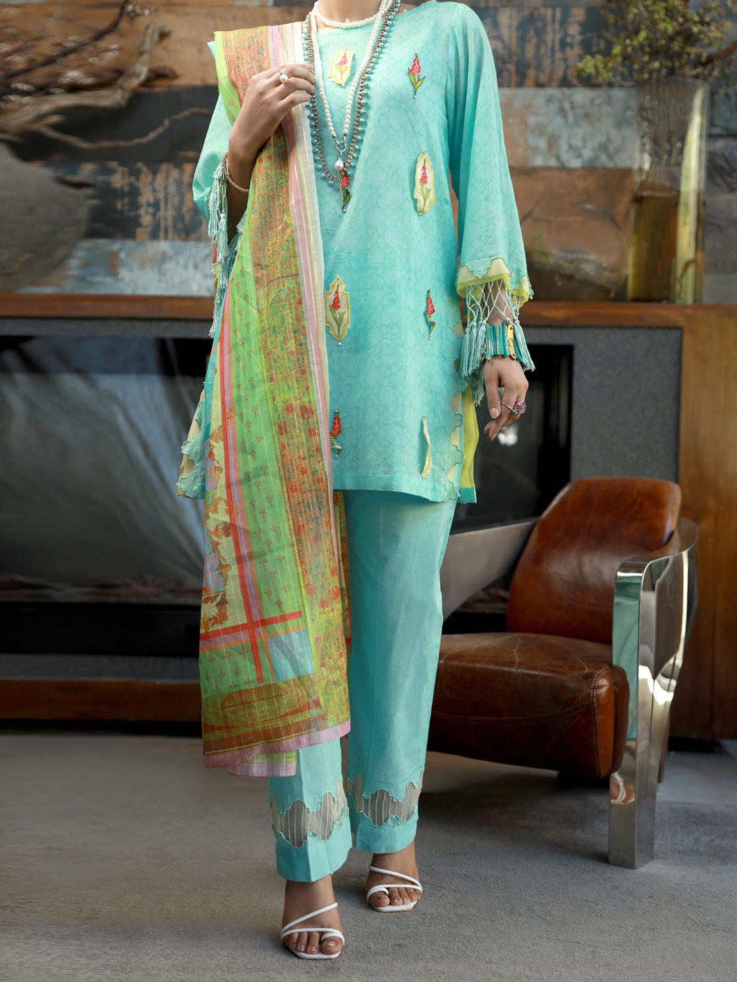 Lawn Ferozi Stitched Suit - Almirah