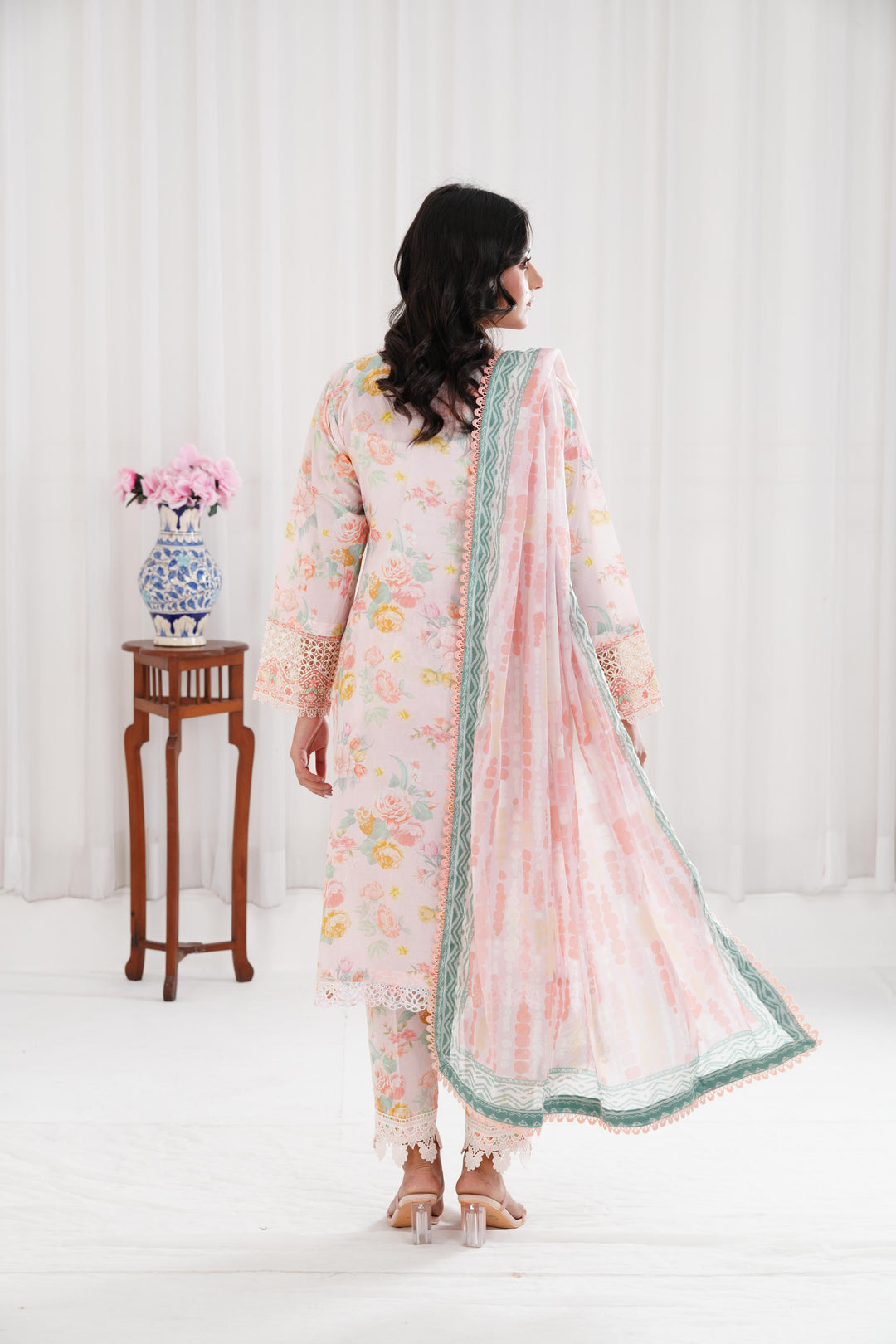 Peach Glow - Farasha Printed Essentials Stitched