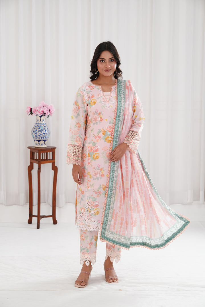 Peach Glow - Farasha Printed Essentials Stitched
