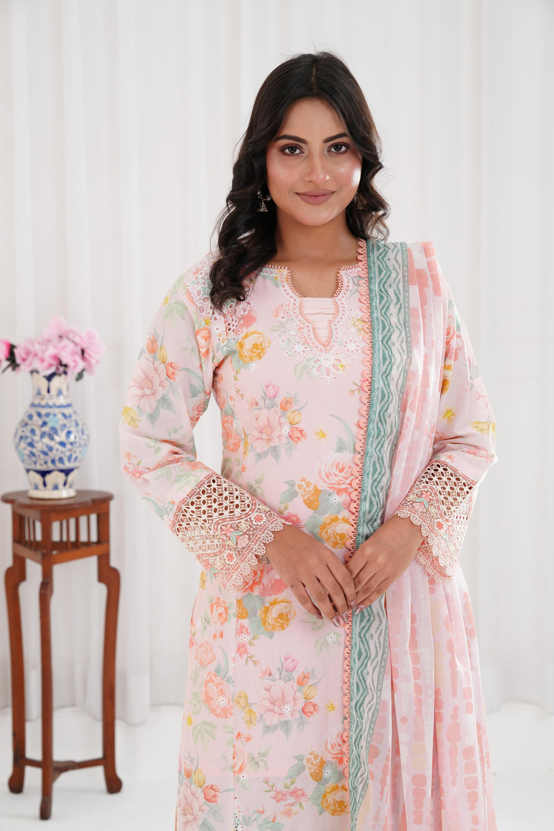 Peach Glow - Farasha Printed Essentials Stitched