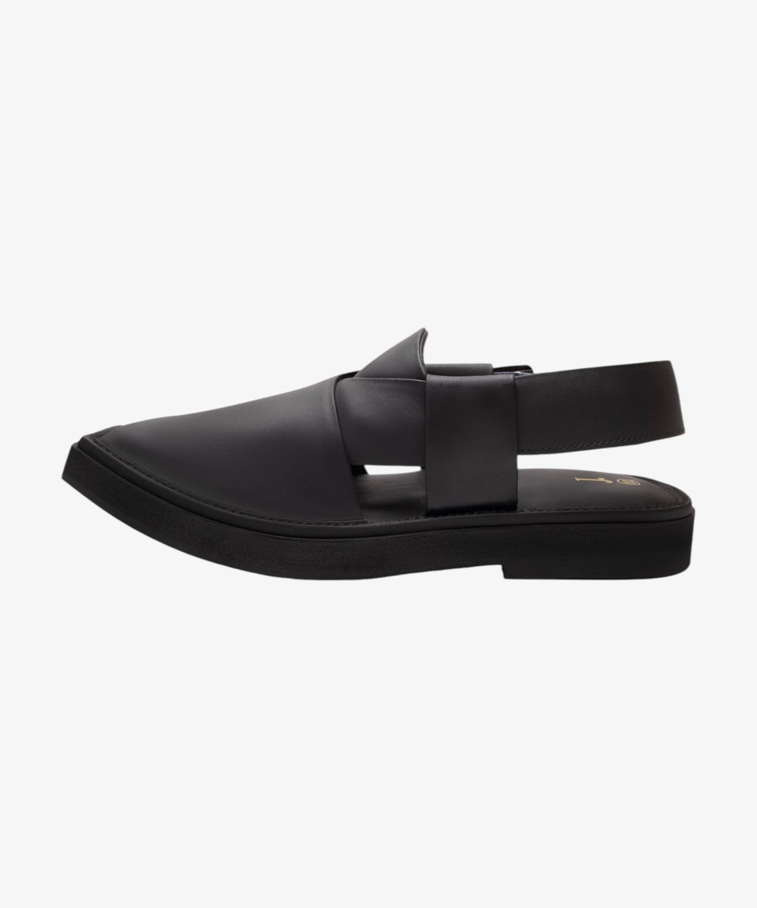 Plain Black Peshawari Chappal - J. Junaid Jamshed