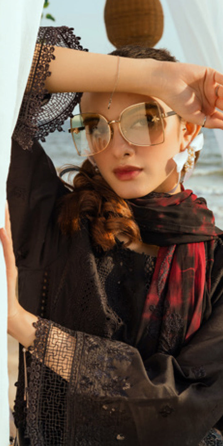 Chikankari Lawn Black Stitched Suit - Nureh