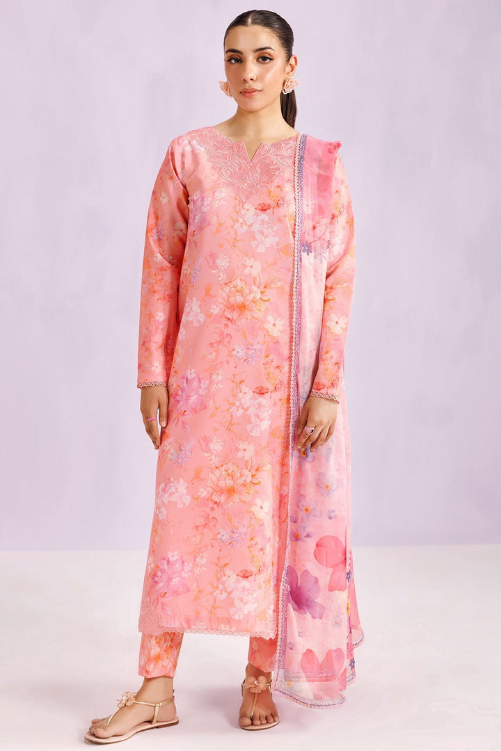 Blush Satin - Farasha Printed Essentials Stitched