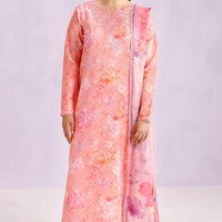 Blush Satin - Farasha Printed Essentials Stitched