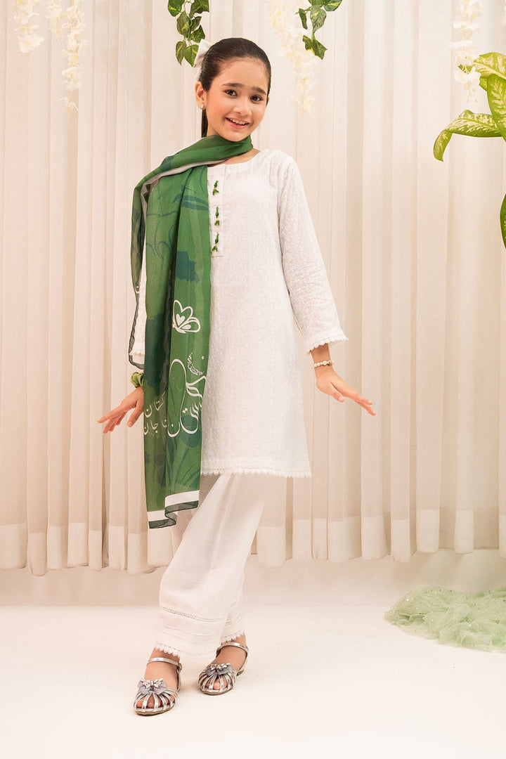 Chikankari White Stitched Suit - Ochre
