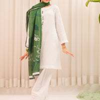 Chikankari White Stitched Suit - Ochre
