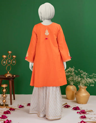 Textured Orange Kurti - J. Junaid Jamshed