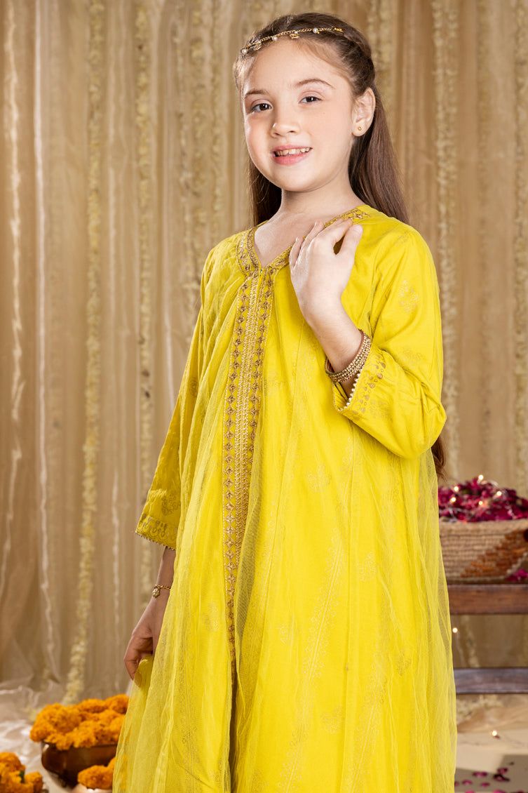 Silk Yellow Stitched Suit - J. Junaid Jamshed