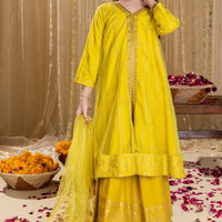 Silk Yellow Stitched Suit - J. Junaid Jamshed