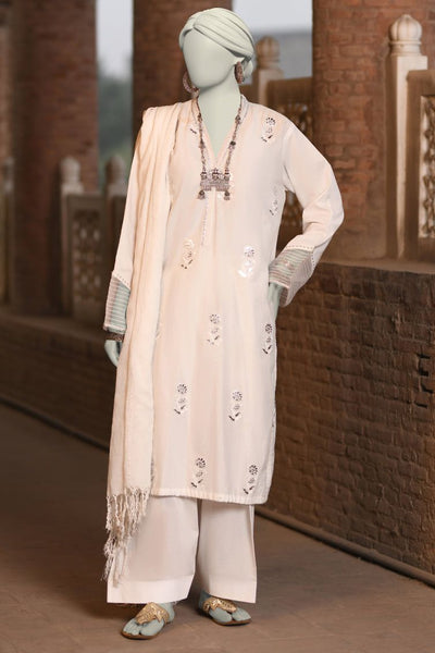 Lawn White Stitched Suit - J. Junaid Jamshed
