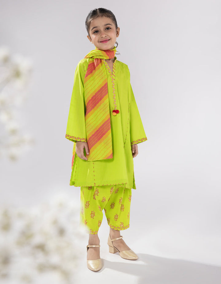 Lawn Green Stitched Suit - J. Junaid Jamshed