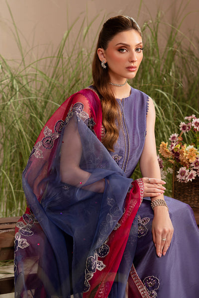 Indian Raw Silk and Organza Light Purple Stitched Suit - Vanya