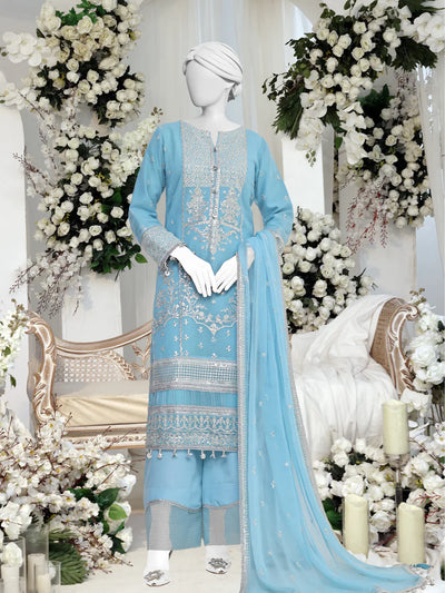 Chiffon Blue Stitched Suit - Panjnad by J. Junaid Jamshed