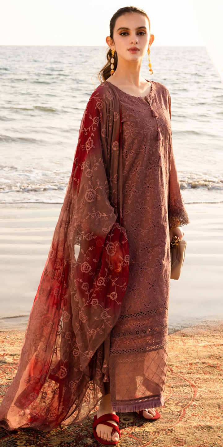 Chikankari Lawn Brown Stitched Suit - Nureh