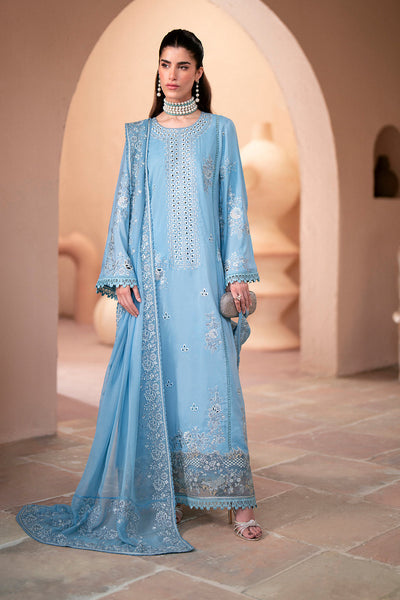 Silk Lawn & Chiffon Sky Blue Stitched Luxury Suit - Vanya