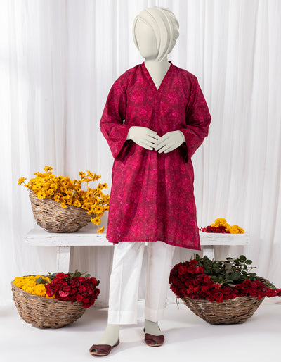 Cambric Red Kurti - J. Junaid Jamshed