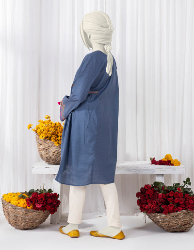 Textured Blue Kurti - J. Junaid Jamshed