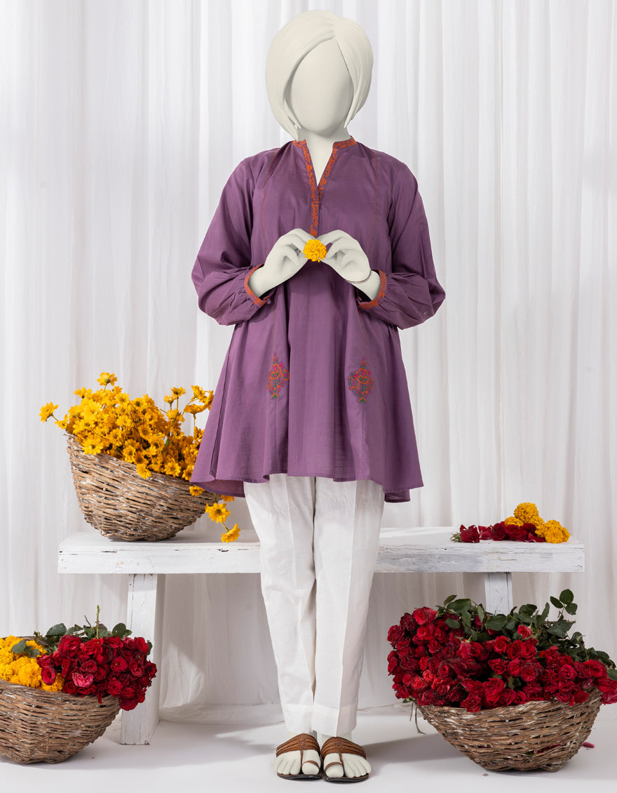 Textured Purple Kurti - J. Junaid Jamshed