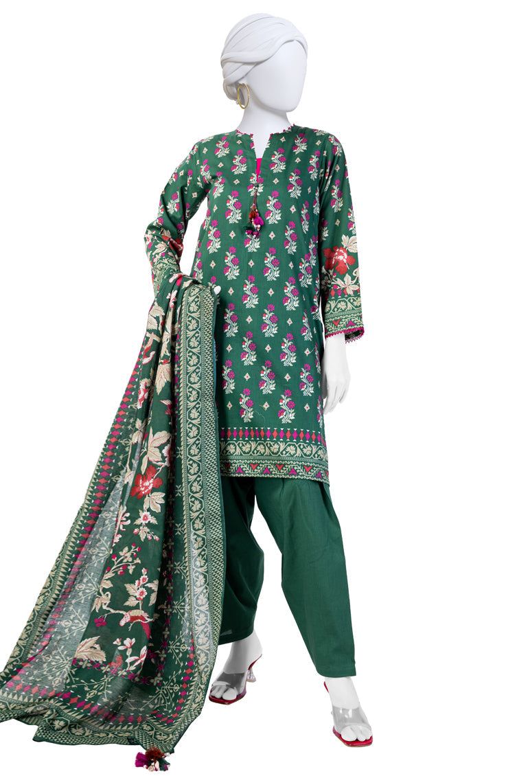 Cambric Green Unstitched Suit - J. Junaid Jamshed